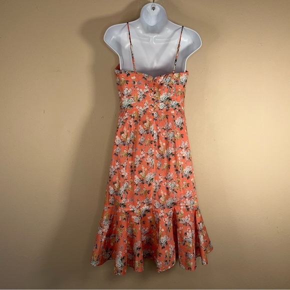 SIZE 2 J CREW PINK CORAL FLORAL RETRO DRESS PEPLUM COTTON PINUP RETRO - Picture 8 of 16